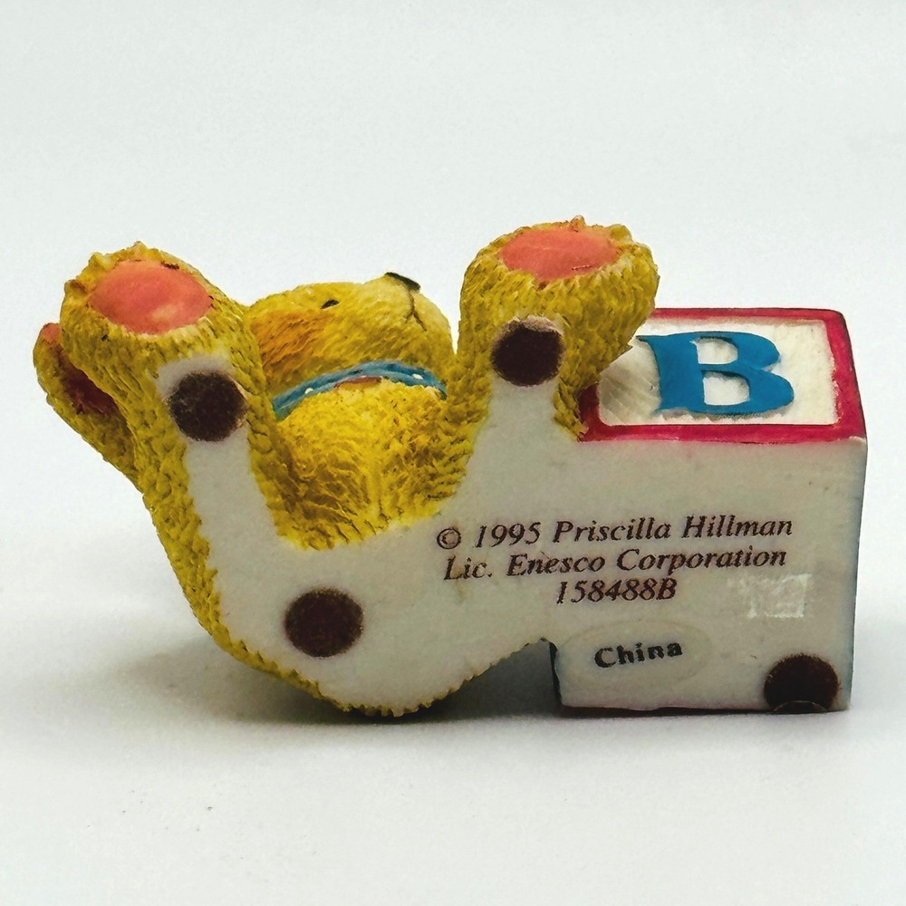 1995 Enesco Cherished Teddies Priscilla Hillman Bear Alphabet Letter B Block Vtg - Picture 4 of 6